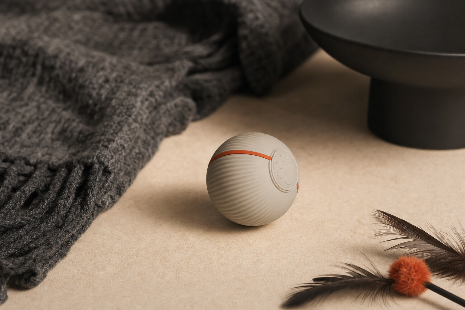 BABORUI Interactive Cat Toy Ball H-506 shown from a three-quarter angle on a neutral surface