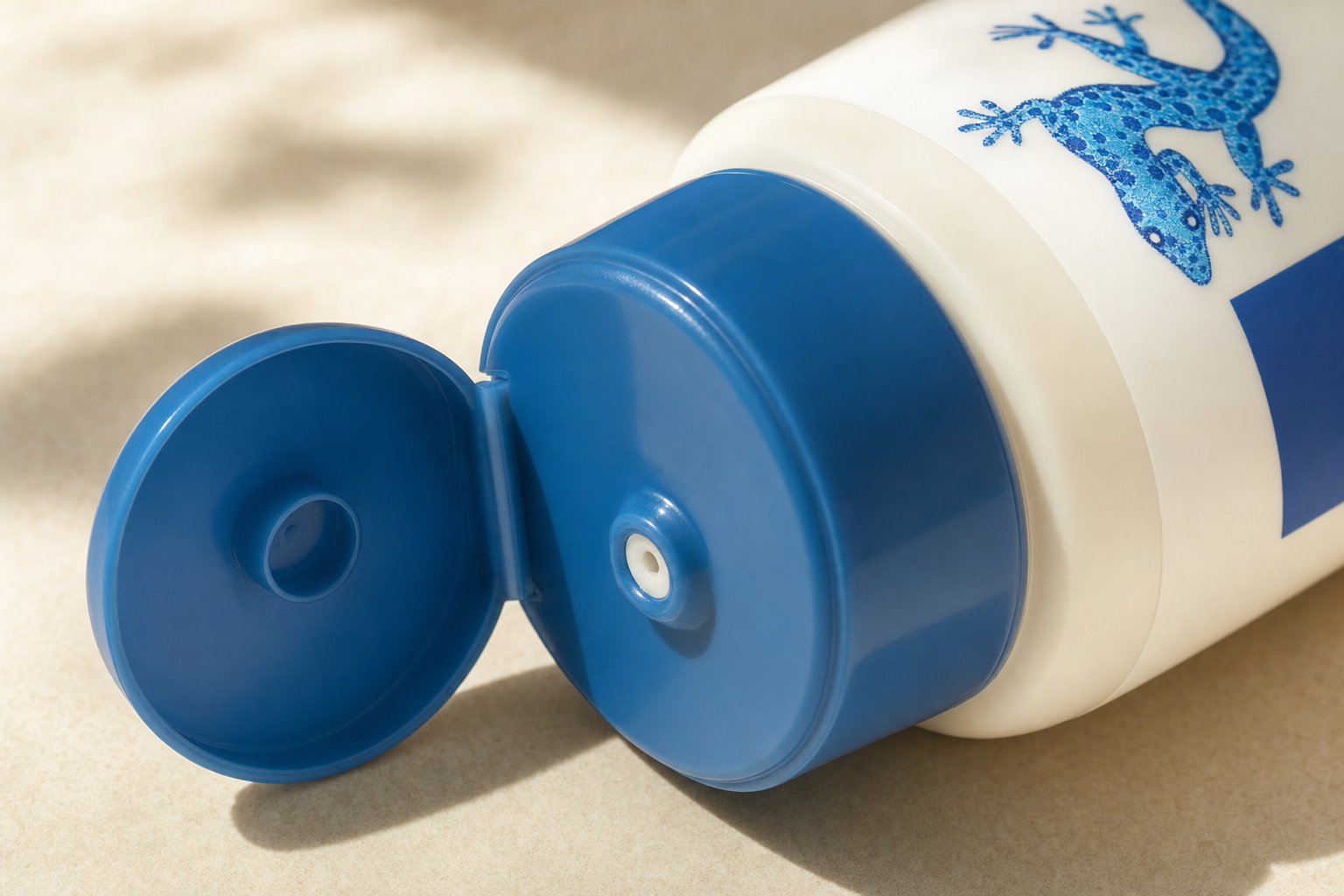 Blue Lizard Sensitive Mineral Sunscreen SPF 50 bottle with cap open showing dispenser