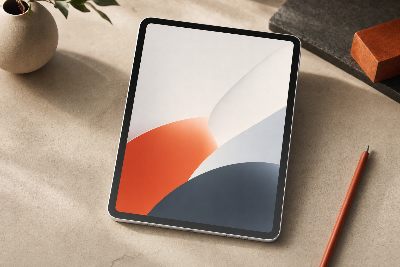 Apple iPad 11-inch A16 front display view on a warm neutral background