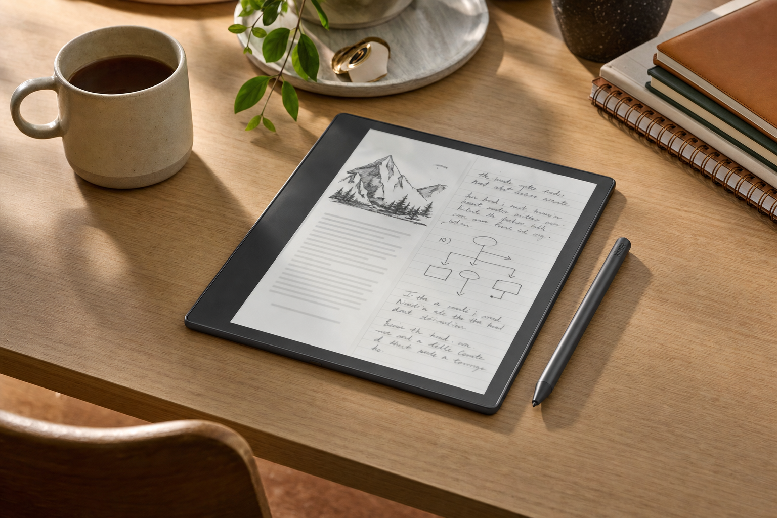 Amazon Kindle Scribe 32GB with Premium Pen on desk